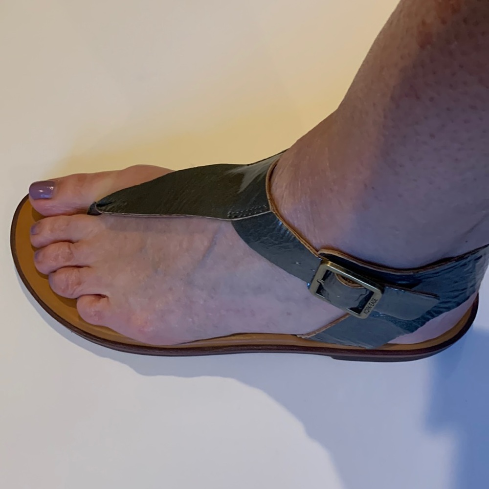 🌪 Kork-ease gunmetal leather sandals🌪